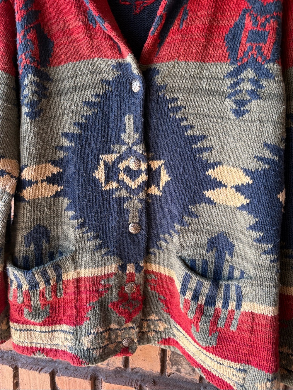 Hand knitted Vintage Southwest sweater - Picture 3 of 4